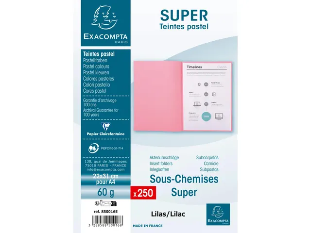 250 inlegmappen SUPER 60 22x31cm Lila