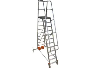 verrijdbare treden-platformladder,eenzijdig,12trede(n),stand H 2,75m - 3