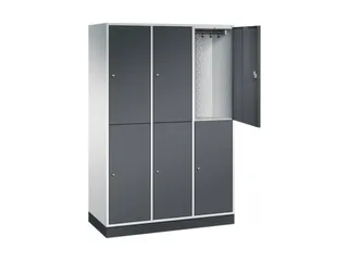 Dubbeldekse garderobekast,HxBxD 1950x1220x500mm,3x2vak.,vak B 360mm - 1