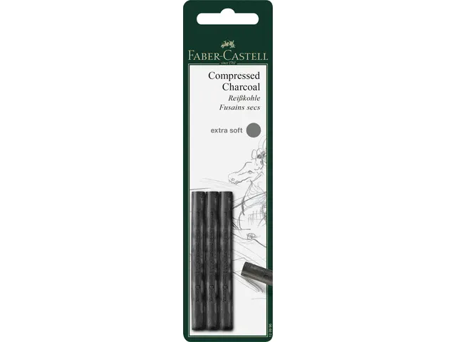 Houtskool Faber-Castell Pitt Monochrome geperst ES 3 stuks blister
