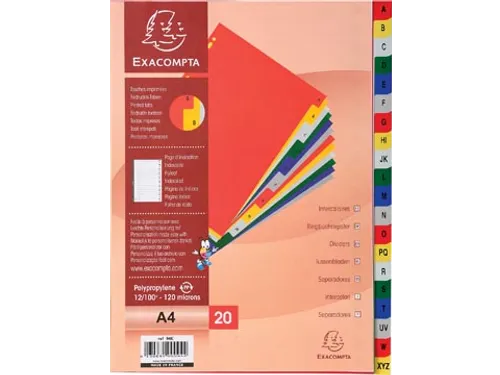 Tabbladen A4 Pp A-Z 20-delig Assorti 11-gaats