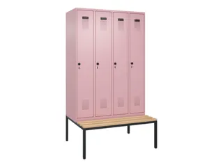 locker met bank,voor scheiding van kleding,HxBxD 2120x1200x815mm,4vak - 2