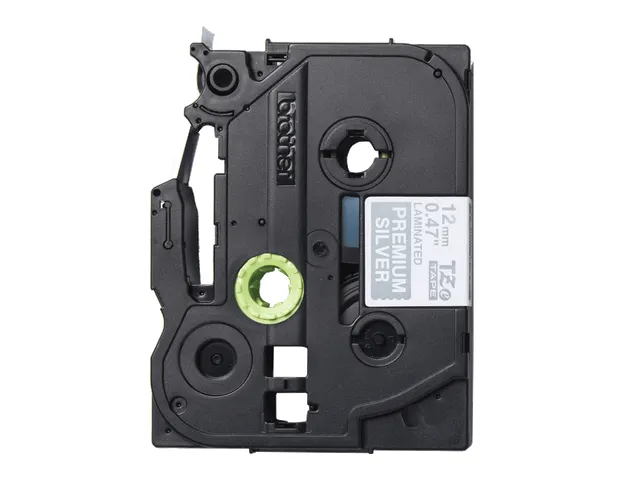 Brother TZe-PR935 wit op premium zilver labeltape – breedte 12 mm