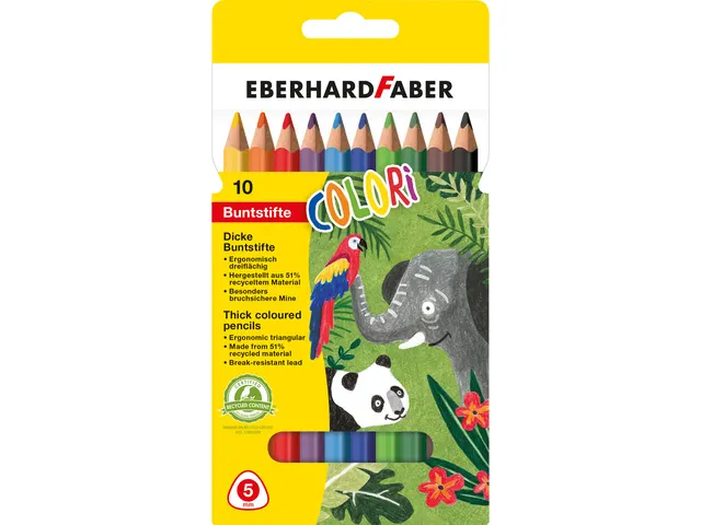 Kleurpotlood Eberhard Faber Jumbo 10 stuks driekantig in kartonnen etu