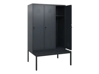 locker met bank,HxBxD 1950x1200x815mm,3vak,vak B 400mm,draaigrendel - 2