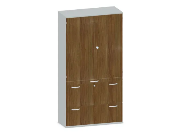 Kantoorkast 1920x1000x430mm Decor Romp Lichtgrijs Decor Front Noten