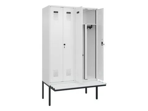PBM-locker met bank,HxBxD 2120x1200x815mm,4vak,vak B 300mm