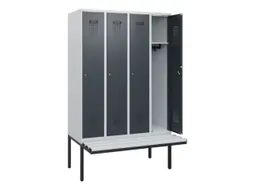 locker met bank,HxBxD 1950x1200x815mm,4vak,vak B 300mm,cilinderslot