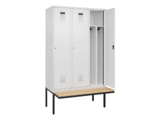 locker met bank,voor scheiding van kleding,HxBxD 2120x1200x815mm,3vak - 1