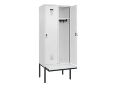 locker met bank,HxBxD 2120x800x815mm,2vak,vak B 400mm,draaigrendel