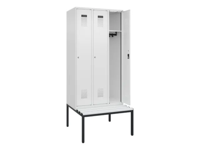 locker met bank,HxBxD 2120x900x815mm,3vak,vak B 300mm,cilinderslot