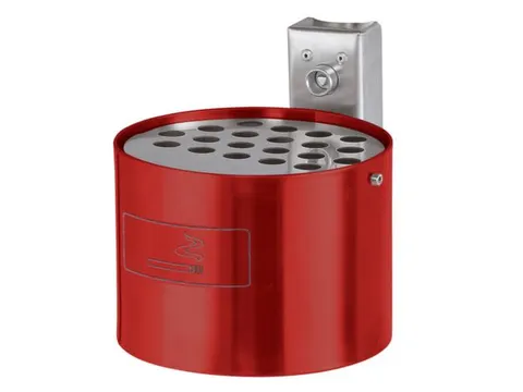 Asbak 4 liter 135x200mm Wandmontage Rond Rood