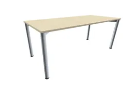 vergadertafel HxBxD 72x180x80cm rechthoekig Esdoorn 4voeten Alu