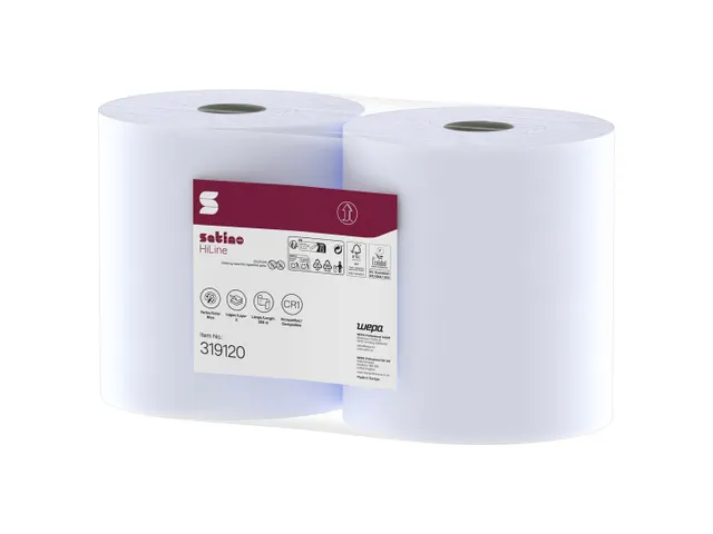 Satino 319120 HiLine Poetsrollen Blauw 3-laags 350 meter 2 rollen