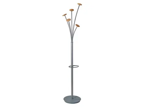 Festival kapstok 5 haken 187 cm grijs / hout met parapluhouder