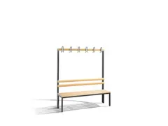 Omkleedbank L 1500Mm Houten Zitlatten Enkelzijdige Hakenlijst Ral7021