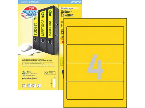Rugetiket Avery Zweckform breed 192x61mm Geel L4769 400 stuks