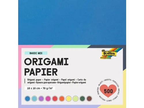Origami papier Folia 70gr 10x10cm 500 vel assorti kleuren