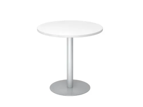 vergadertafel,HxØ 745x800mm,rond,schotelvoet zilverkleurig,ronde buis