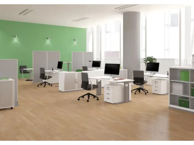 Bureau C-Poot HxBxD 680-800x1600x800mm Decor Beuken Zilverkleurig