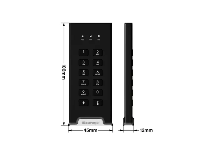 iStorage diskAshur M2 PIN, 2 TB, M.2, USB Type-A / USB Type-C, 3.2 Gen