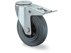 zwenkwiel m. rem,draagverm. 70kg,massief rubber-banden,ØxB 100x30mm