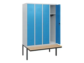 locker met bank,HxBxD 1950x1200x815mm,4vak,vak B 300mm,cil.-slot - 2