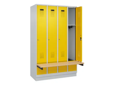 locker met bank,HxBxD 1950x1200x815mm,4vak,vak B 300mm,cilinderslot