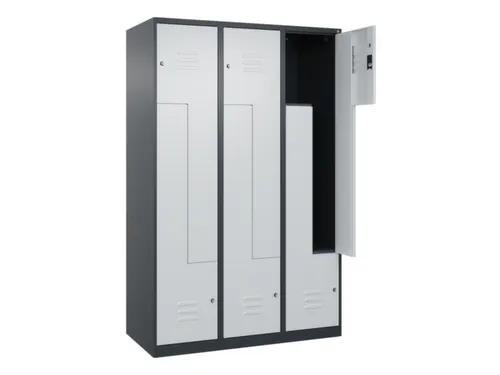 Z-garderobekast,HxBxD 1850x1200x500mm,vak B 200/400mm,cil.-slot