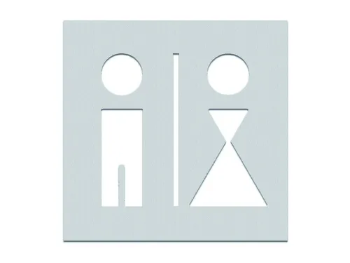 deurbord,wc dames/heren gescheiden,RVS,zelfklevend,HxB 160x160mm