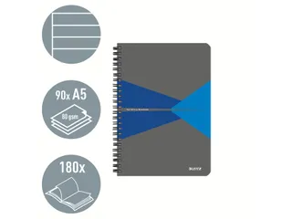 Notitieboek Leitz Office A5 lijn 180pag grijs Blauw - 7