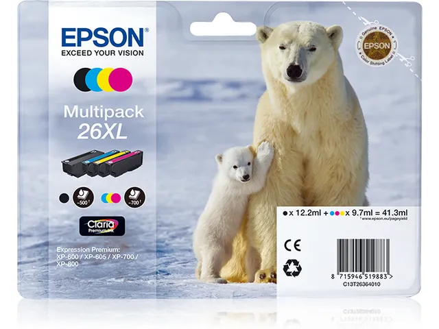 Multipack 4-colours 26XL Claria Premium Ink