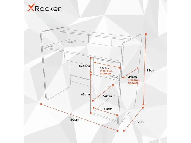 X Rocker Electra Gaming Bureau 110x55cm Zwart met RGB Lights