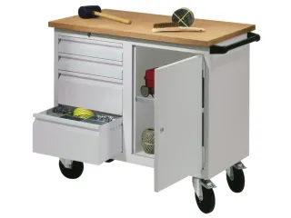 Werkplaatswagen 4 Laden 400kg Staalplaat Ral7035 Front Ral7035 - 2