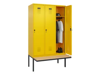 locker met bank,HxBxD 2120x1200x815mm,3vak,vak B 400mm,draaigrendel - 1