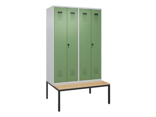 locker met bank,voor scheiding van kleding,HxBxD 2120x1200x815mm,4vak
