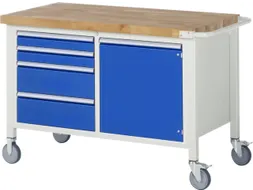Werkbank 880x1250x700mm Beukenhouten Werkblad 4laden Kast