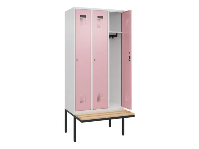 locker met bank,HxBxD 2120x900x815mm,3vak,vak B 300mm,cilinderslot