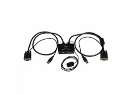 2-poorts USB VGA-kabel KVM-switch - met USB-voeding en afstandsbedieni