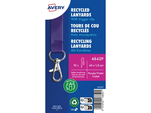 Lanyard Avery rPET lila 440x15mm met karabijnhaak 10 stuks