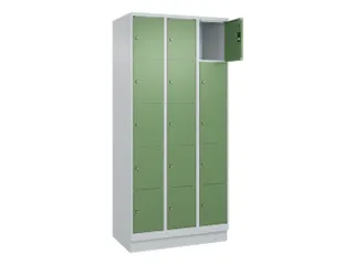 lockerkast,HxBxD 1950x900x500mm,3x5vakken,vak B 300mm,cil.-slot,sokkel - 1