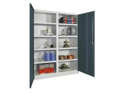 zwaarlastkast met openslaande deuren,RAL7035,front RAL5010