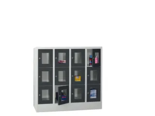 lockerkast,HxBxD 1187x1200x500mm,4x3vakken,RAL7035,front RAL7016 - 2
