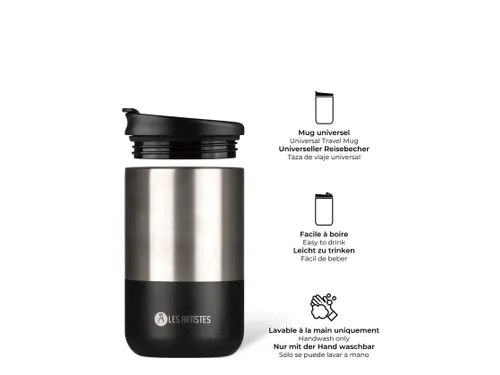 Thermosbeker Les Artistes Paris reisbeker 350ml Split Zwart