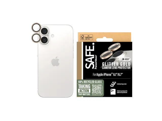 PanzerGlass SAFE. by Camera Lens Protector Glitter Gold iPhone 16 |