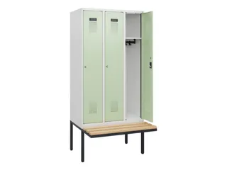 locker met bank,HxBxD 1950x900x815mm,3vak,vak B 300mm,cilinderslot - 1