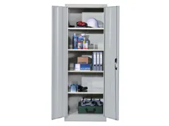 universele kast,RAL 7035,HxBxD 1950x800x400mm,4xStalen bodem,cil.-slot