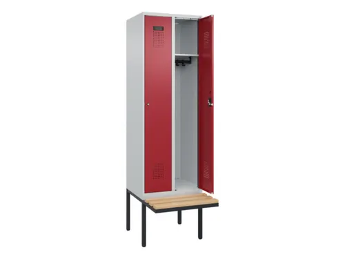 locker met bank,HxBxD 2120x600x815mm,2vak,vak B 300mm,cilinderslot