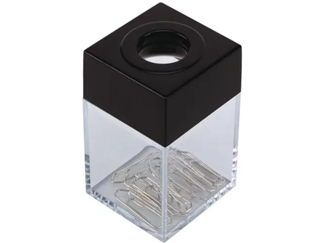 Paperclip Dispenser Rechthoekig 42x42x70mm Zwart/Transparant