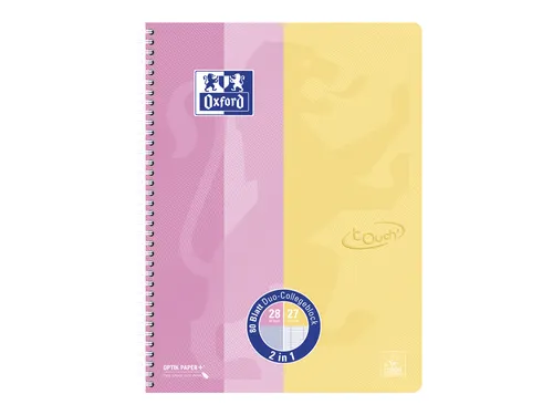 Collegeblok Oxford Touch duo A4+lijn/ruit 5mm 160 pagina's
